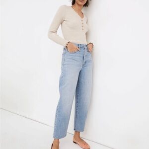Madewell Petite Balloon Barrel Jeans Button Fly Light Blue Sz 24P